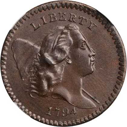 La pieza pertenece a la serie "Liberty Cap Right", caracterizada por presentar el perfil de la Libertad orientado hacia la derecha, con un relieve distintivo que la distingue de otras emisiones del período