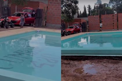 La pileta de L-Gante en su vivienda en General Rodríguez