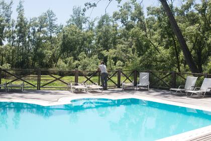 La pileta de la Becasina Delta Lodge.