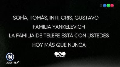 La placa de apertura de Telefe Noticias en honor a la familia Yankelevich