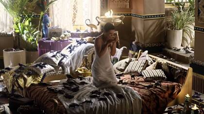 La plaga de la invasión de ranas en Moises y los diez mandamientos.