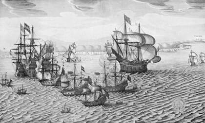 La plata española era codiciada por las otras potencias europeas. La imagen representa la captura de una flota española cargada con plata por un escuadrón de 24 barcos de la Compañía Holandesa de las Indias Occidentales en La Habana en 1628