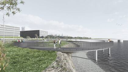 La Plaza Amia tendrá un mirador sobre el Río de la Plata; se está construyendo sobre los escombros del edificio que fue atentado