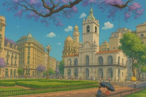 La Plaza de Mayo generada con inteligencia artificial bajo la inspiración de Estudio Ghibli. Crédito: Argentina Ghibli