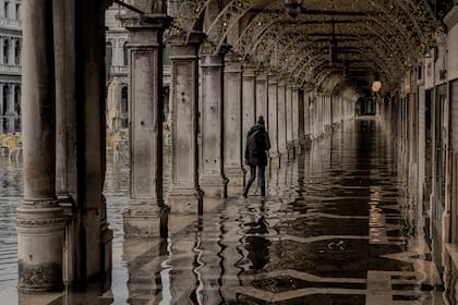 La Plaza San Marco, en una reciente inundación de noviembre del año pasado.