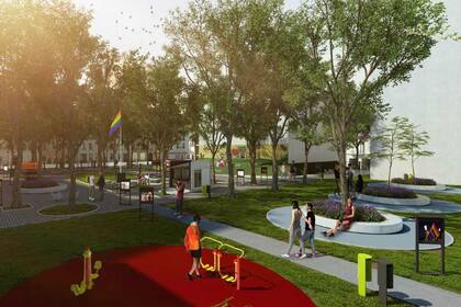 La plaza tendrá equipamiento para hacer gimnasia