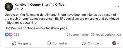 La policía actualizó sobre el descarrilamiento en Minnesota