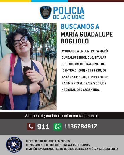 La Policía de la Ciudad solicita colaboración en la búsqueda de María