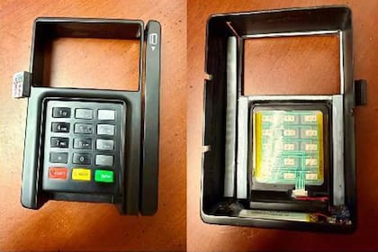 La policía de Mount Ephraim explicó que los skimmers son diseñados para ser parecidos a las máquinas reales de 7-Eleven (Departamento de Policía de Mount Ephraim)