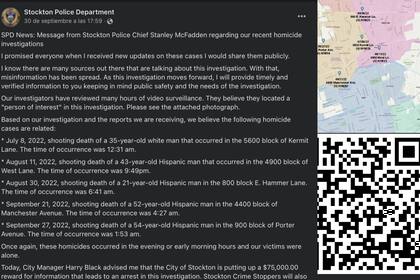 La policía de Stockton compartió los detalles del presunto asesino serial en California