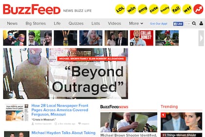 La portada de BuzzFeed, un sitio que se convirtió en uno de los referentes online del formato listicles