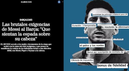 La portada de El Mundo, de España, con su informe sobre las exigencias de Leo Messi a Barcelona
