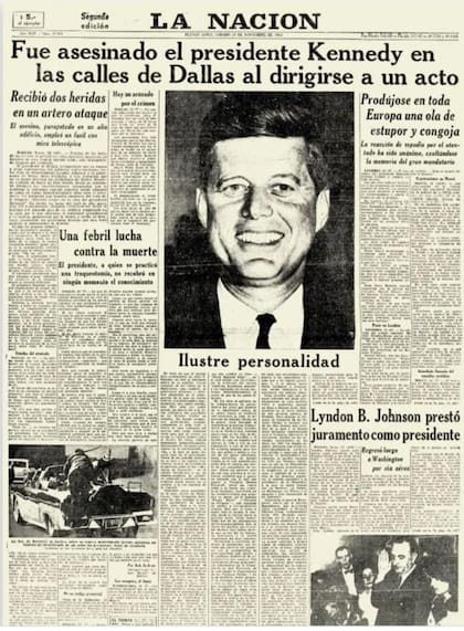 La portada de La Nación que informaba sobre el asesinato de JFK