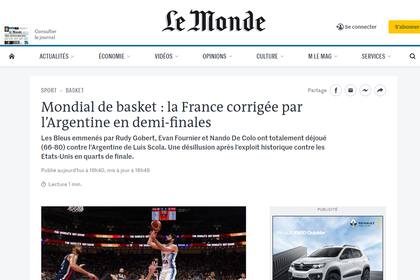 La portada de Le Monde, de Francia