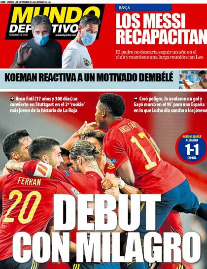 La portada de Mundo Deportivo: "Los Messi recapacitan".