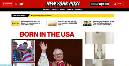 La portada de New York Post que informa la noticia de que el nuevo Papa es estadounidense