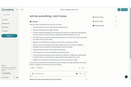 La portada de Perplexity.ai, que usa el modelo de lenguaje de Open.AI