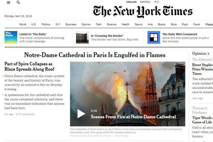 La portada de The New York Times