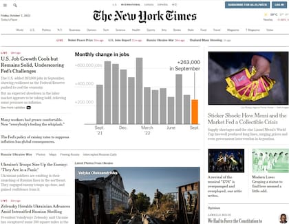 La portada de The New York Times; 7/10/2022