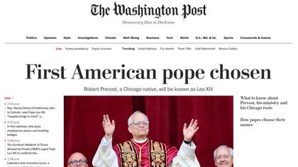 La portada de The Washington Post tras conocer que Robert Prevost es el nuevo Papa
