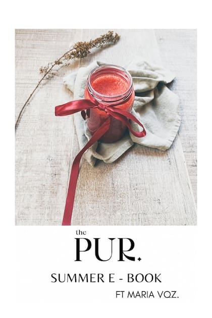 La portada del e-book que lanzó con sus amigas Amparo y Felicitas Ruiz (instructora de yoga y coach de nutrición, respectivamente) que se puede conseguir en www.the-pur.com.
