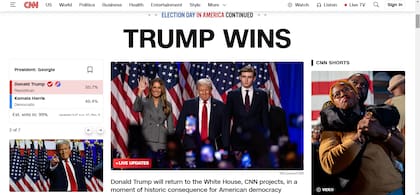La portada del medio CNN después de las elecciones.