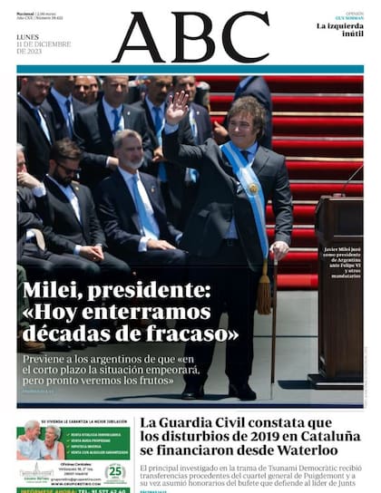 La portada del medio español ABC
