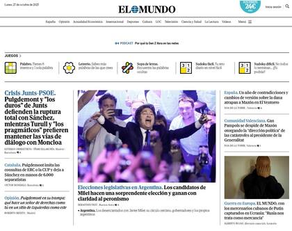 La portada del medio español El Mundo