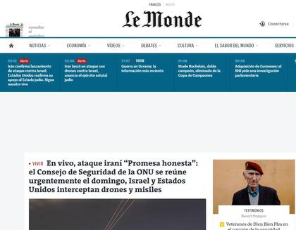La portada del medio francés Le Monde