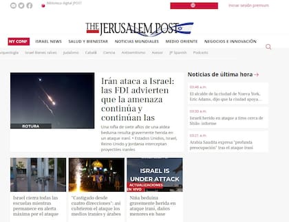 La portada digital del diario The Jerusalem Post