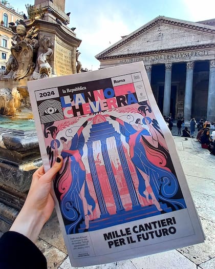 La portada para La Repubblica: "El año que viene: Roma". Mil obras para el futuro, doce meses de trabajo en curso para una ciudad en transformación. De corazón a una de las ciudades más bellas del mundo