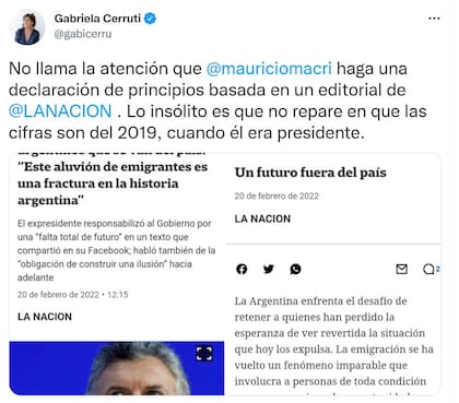 La portavoz presidencial, Gabriela Cerruti, le respondió al expresidente Mauricio Macri