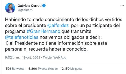 La portavoz presidencial se refirió a los dichos del concursante de GH.
