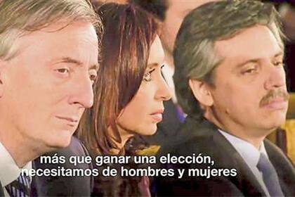La postal del tramo del video en el que Cristina anuncia a Alberto Fernández como candidato a Presidente