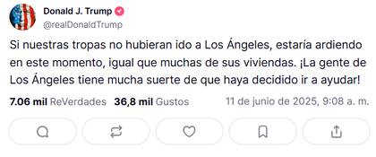 La postura de Donald Trump al despliegue militar en Los Ángeles por las protestas