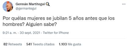 La pregunta que Germán Martitegui publicó en Twitter