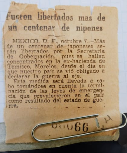 La prensa de la época informó sobre la liberación del centenar de japoneses que por aquel entonces seguían viviendo en Temixco