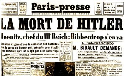 La prensa mundial reportó la muerte de Hitler e informó que su sucesor era Dönitz, "un pirata", según este diario