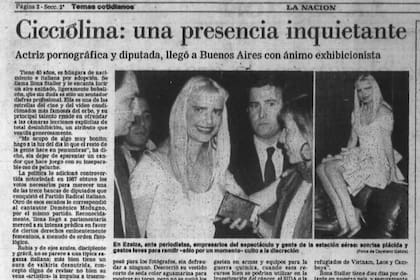 La presencia de la Cicciolina en la Argentina no pasó desapercibida para los medios del país.