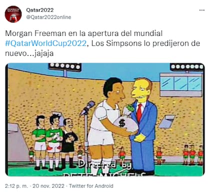 La presencia de Morgan Freeman en la inauguración del mundial fue comparada con un capítulo de Los Simpson