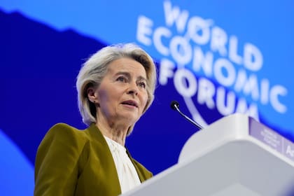 La presidenta de la Comisión Europea, Ursula von der Leyen, en el Foro de Davos