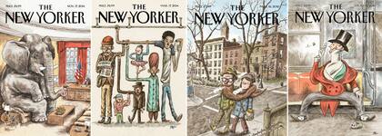 La prestigiosa revista The New Yorker convocó varias a veces a Liniers para hacer su tapa. La primera vez fue en 2014.