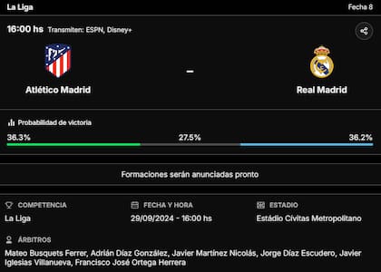 La previa de Atlético Madrid vs. Real Madrid, por la Liga de España