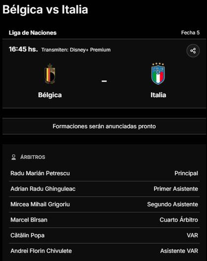 La previa de Bélgica vs. Italia, por la Nations League 2024-25, en canchallena.com