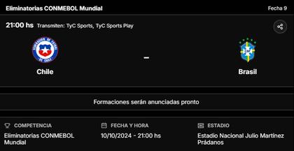 La previa de Chile vs. Brasil, por las eliminatorias sudamericanas al Mundial 2026
