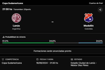 La previa de Lanús vs. Independiente Medellín, por la Copa Sudamericana 2024