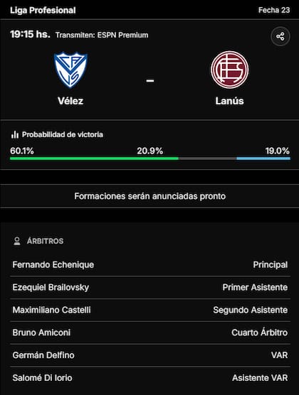La previa de Vélez Sarsfield vs. Lanús, por la Liga Profesional 2024
