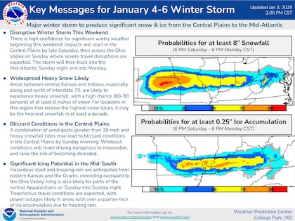La previsión del Servicio Nacional de Meteorología (NWS, por sus siglas en inglés) acerca de la tormenta invernal en el noreste de EE.UU.