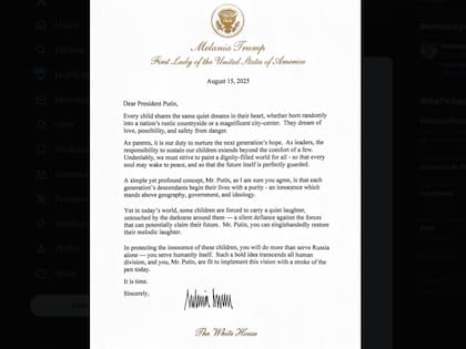 La primera dama de Estados Unidos escribió una carta al presidente Vladimir Putin
