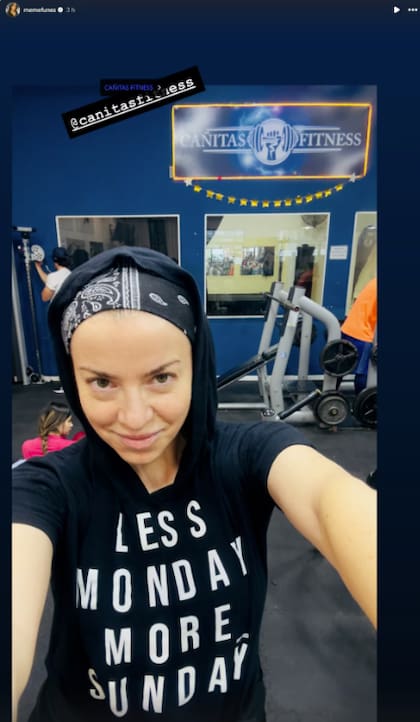 La primera historia que subió la actriz fue en un gimnasio llamado "Cañitas Fitness" (Foto: Instagram @memefunes)